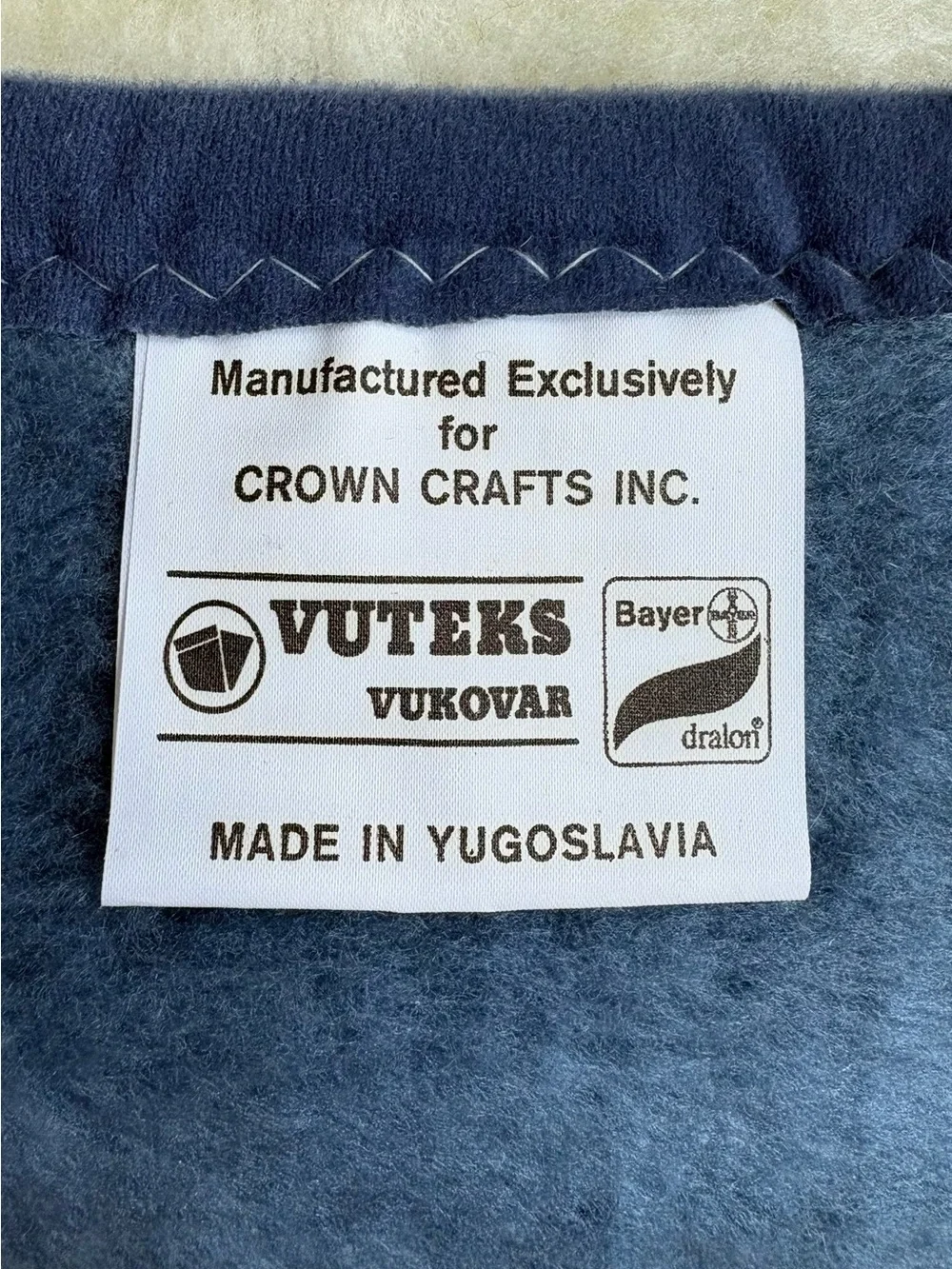 VINTAGE 70s Blue & White CROWN CRAFTS High Pile UNICORN BLANKET Plush THROW